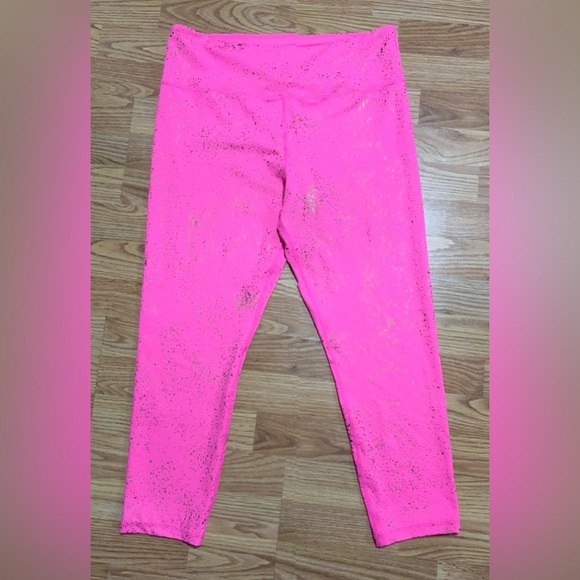 ZYIA | Stay Gold Paint Splatter Hot Pink 7/8 Leggings Women’s Size 16-18 RARE - Picture 1 of 4